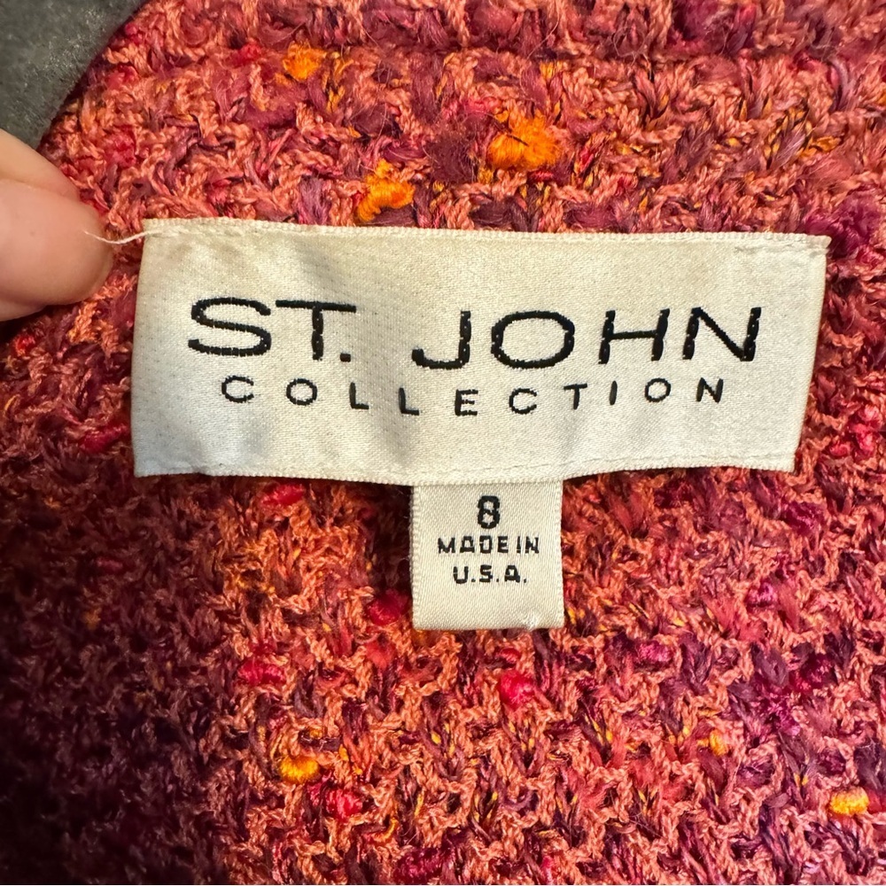 St. John Chic Pink and Orange Tweed Jacket - Picture 6 of 11